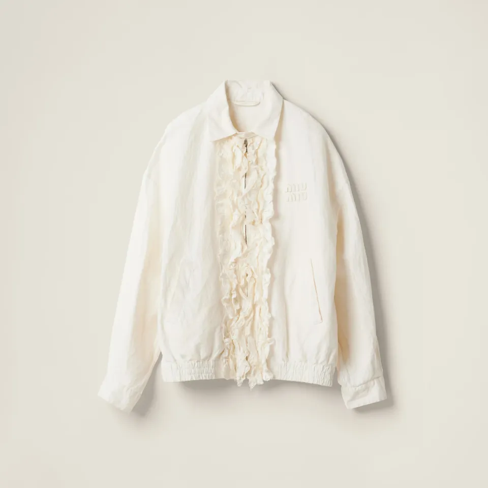 Washed slubbed canvas blouson jacket