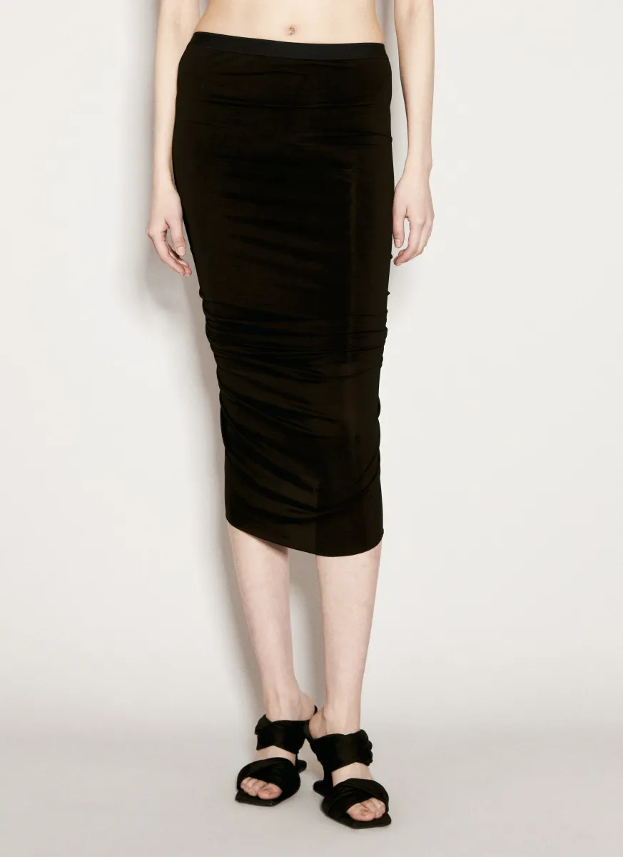 Shrimp Ruched Midi Skirt