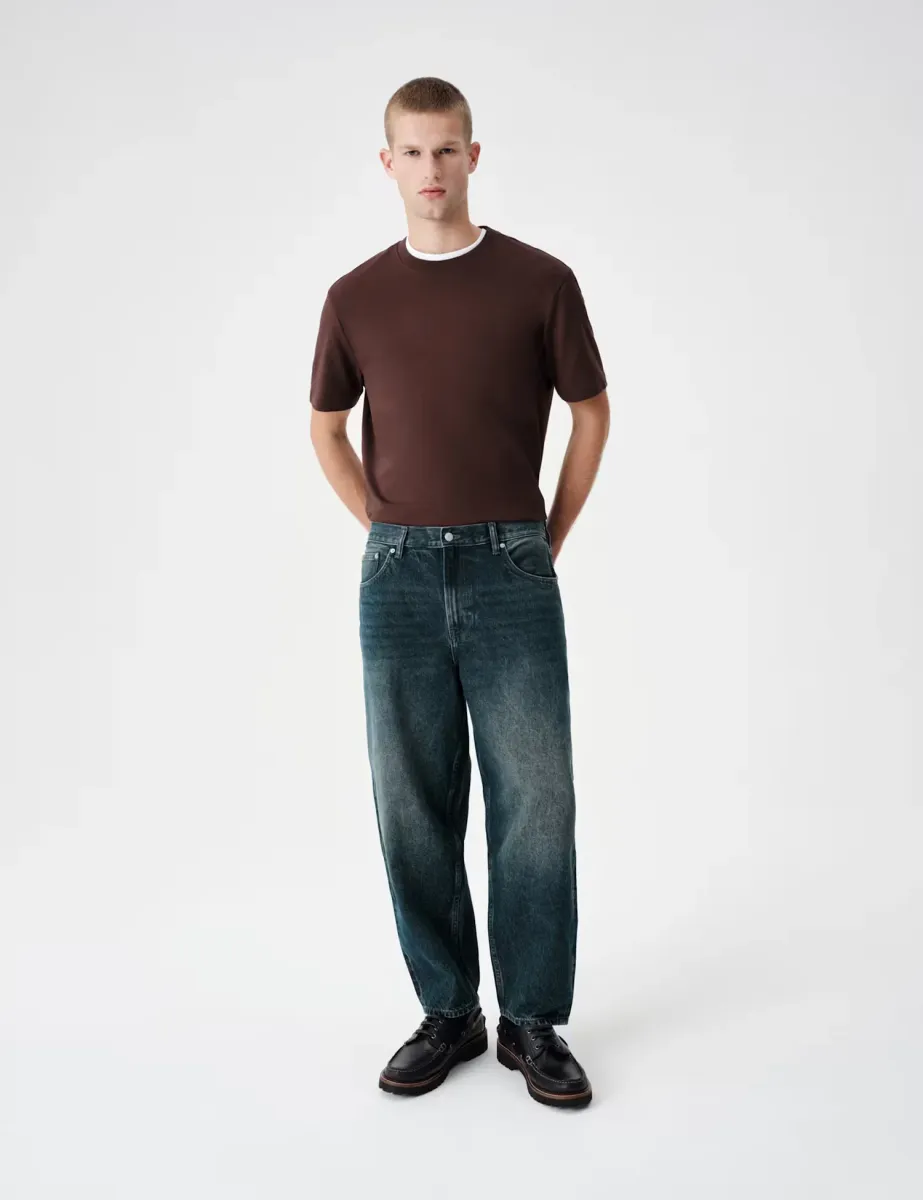 Barrel Fit Lyocell Blend Jean Blue Mix