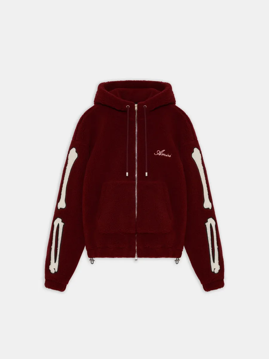 BONES FLEECE ZIP HOODIE - Aged Port