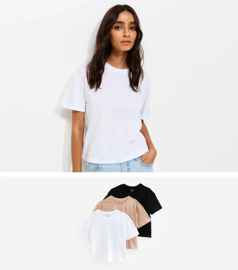 Women's Brown Pack Of 3 Boxy T-Shirts