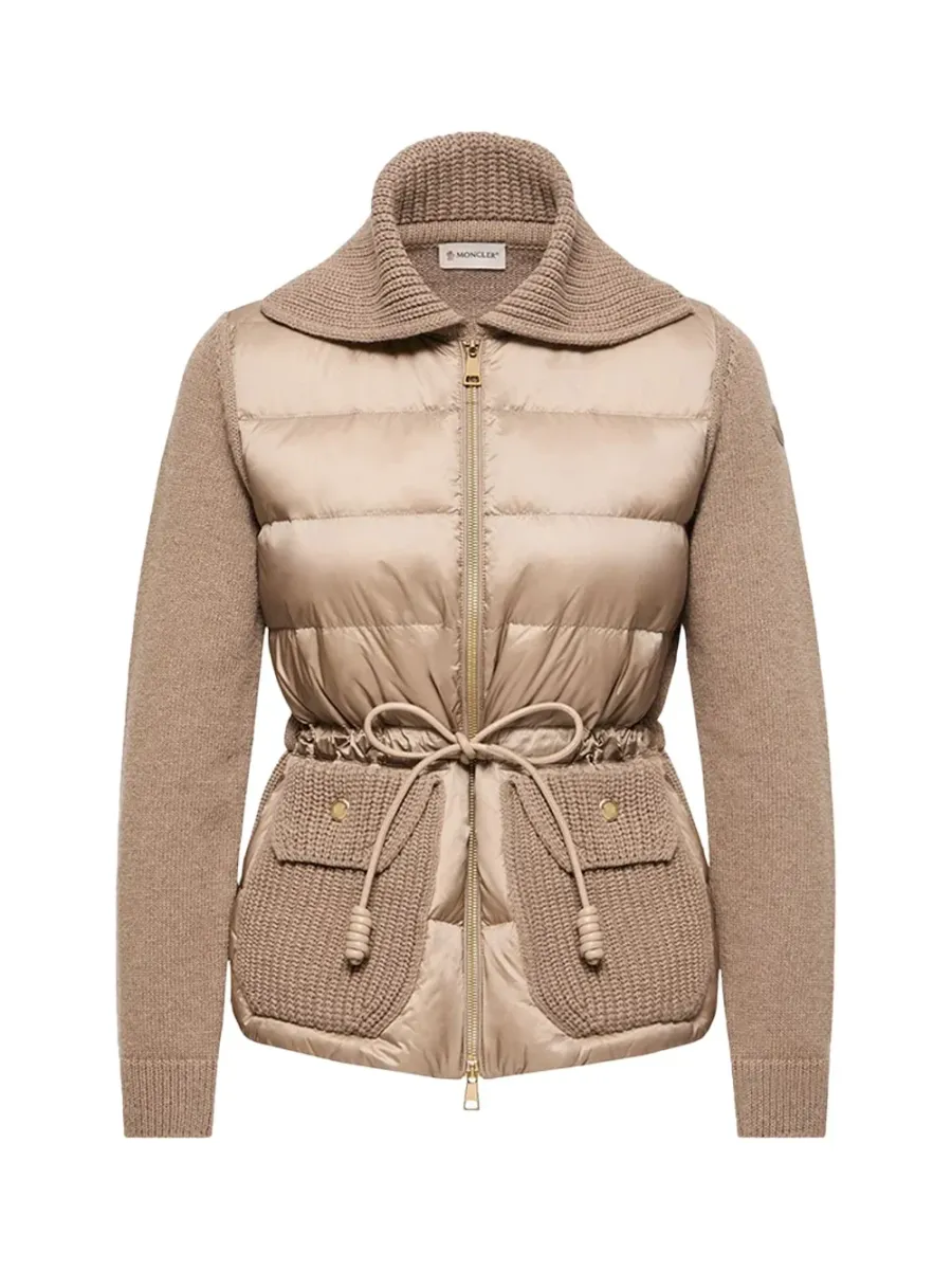 Women Cashmere Blend Cardigan Beige