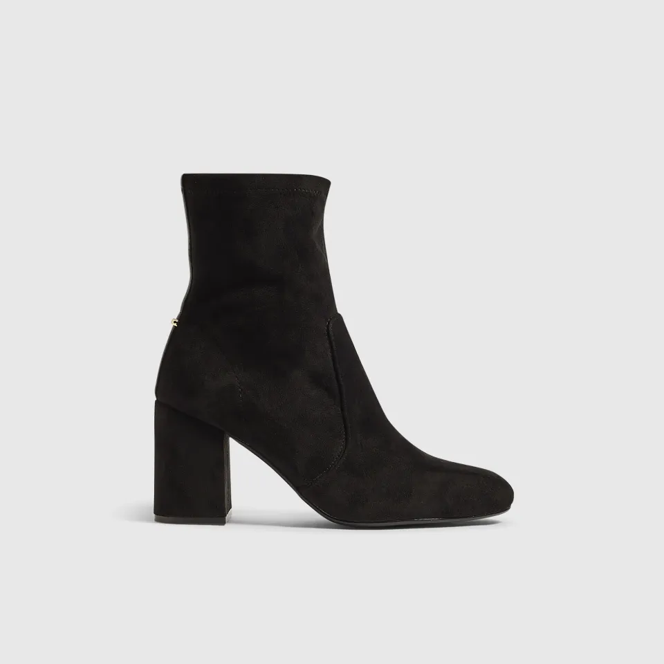 Faux Suede Square Heel Stretch Boots