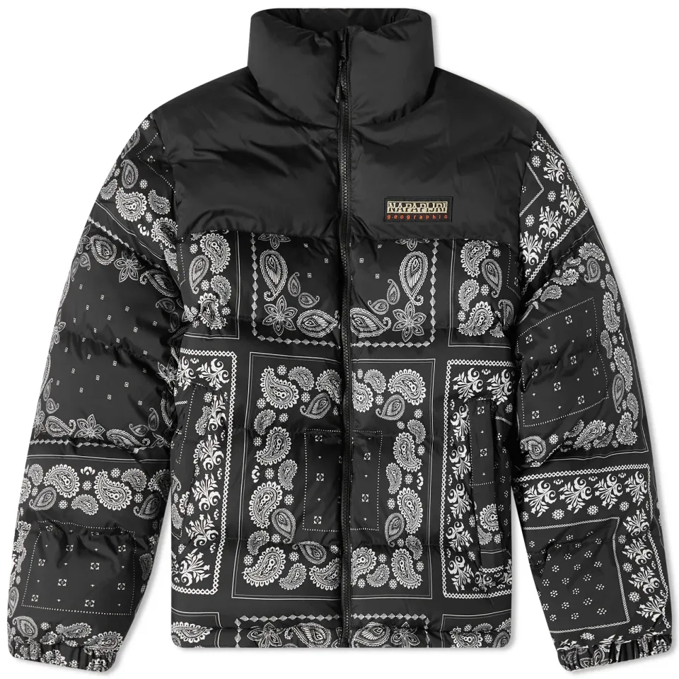 Holiday Paisley Print Puffer Jacket