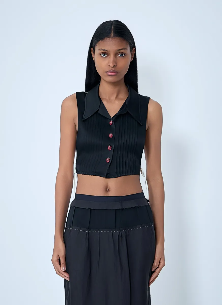 Sleeveless Button-Down Top