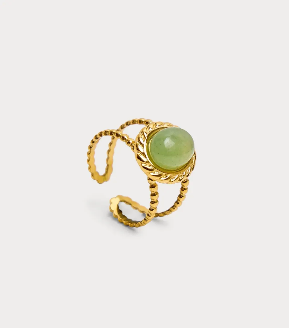 Gold Tone Oval Stone Open Ring