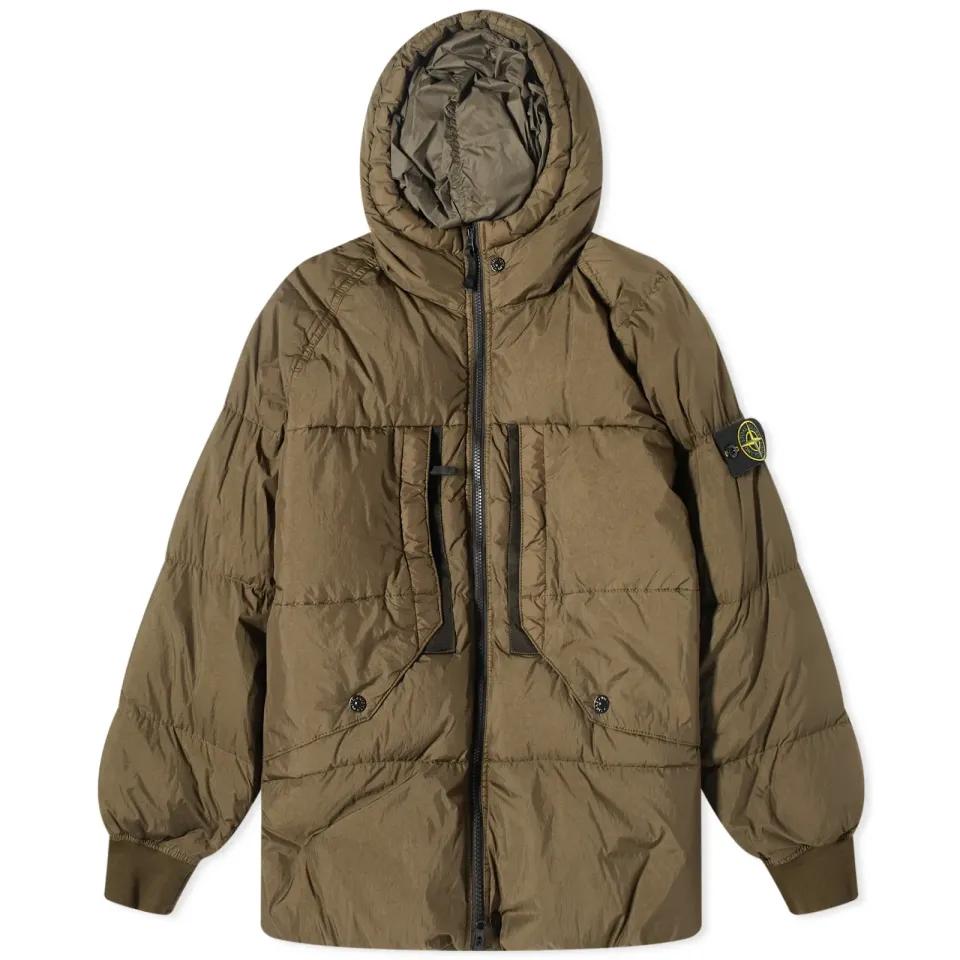 Crinkle Reps Hooded Down Jacket