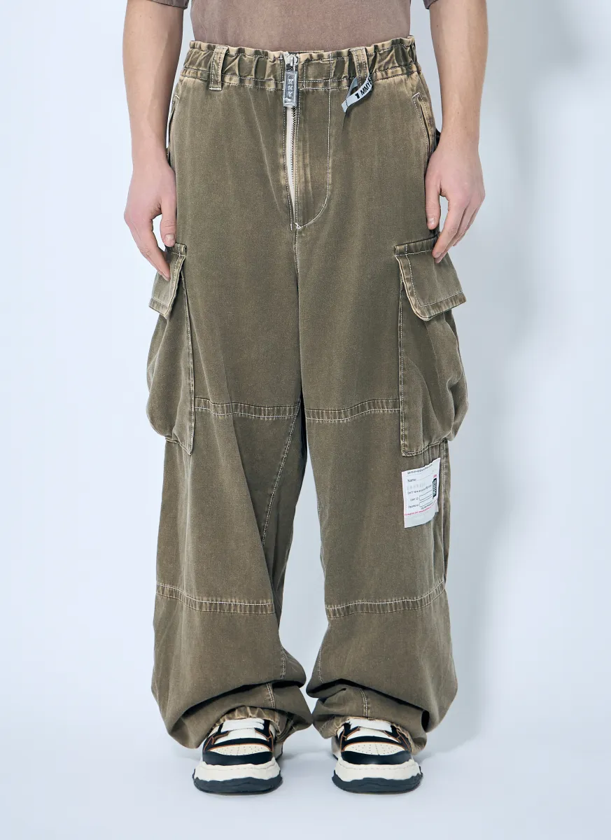 Loose Satin Cargo Trousers