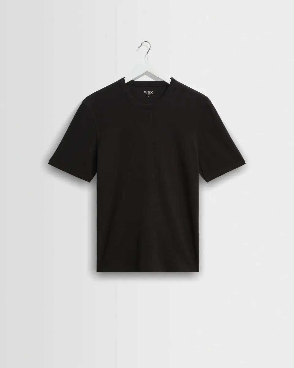 Cole - Black Ribbed Cotton Slim-Fit t-Shirt