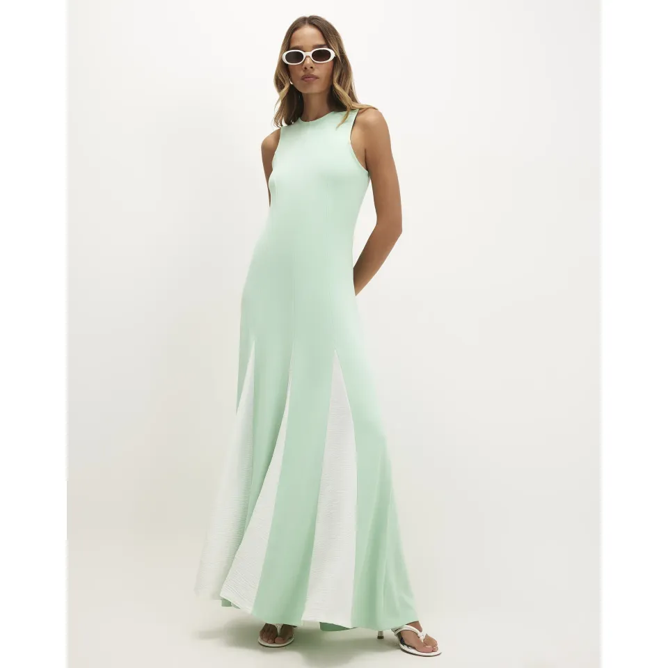 Contrast Godet Maxi Dress