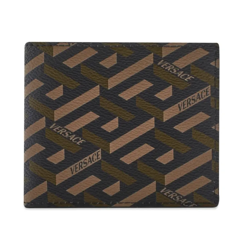 Monogrammed Geometric Logo Billfold Wallet