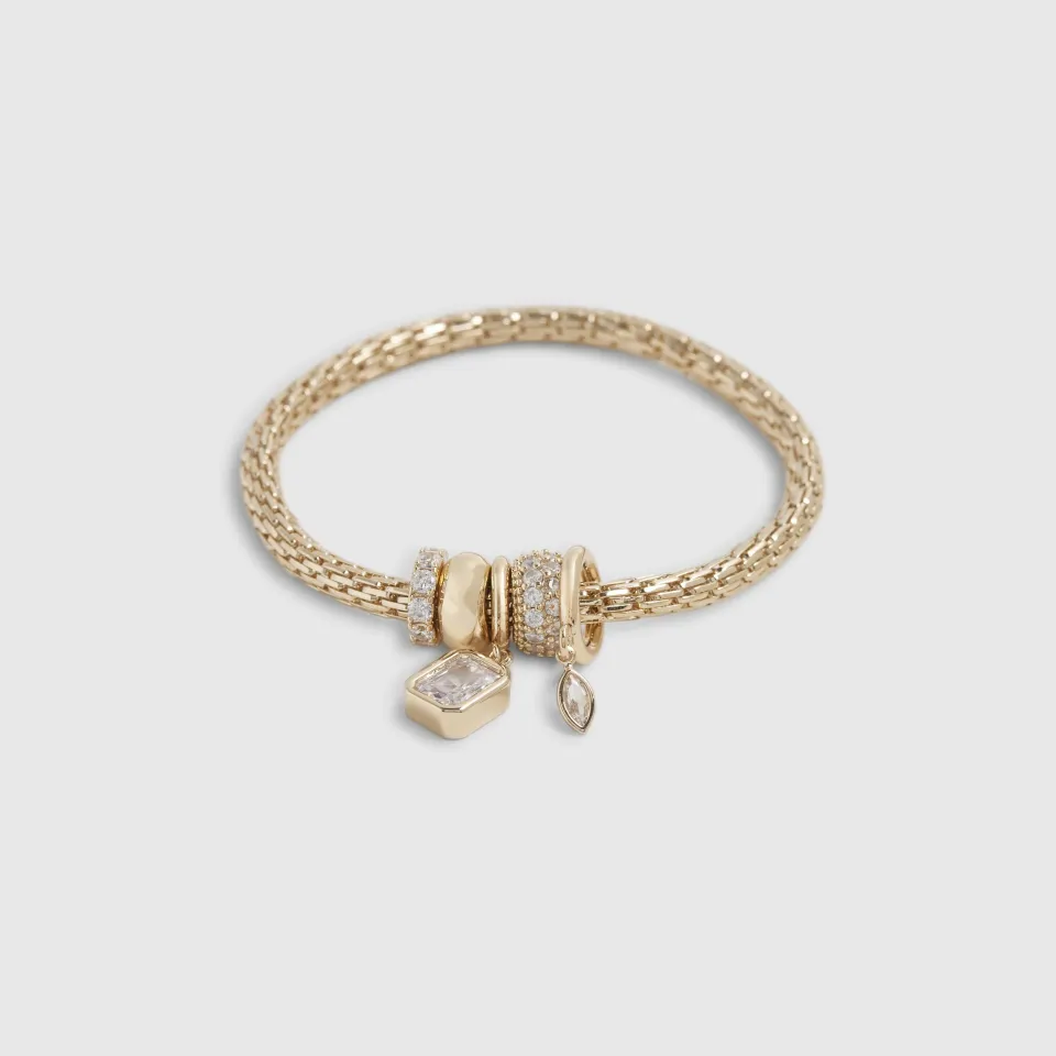 Diamond Simulant Charm Stretch Bracelet