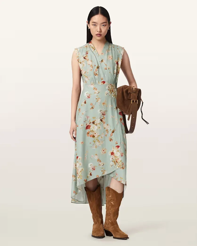 Mira Silk Blend Floral Midi Dress