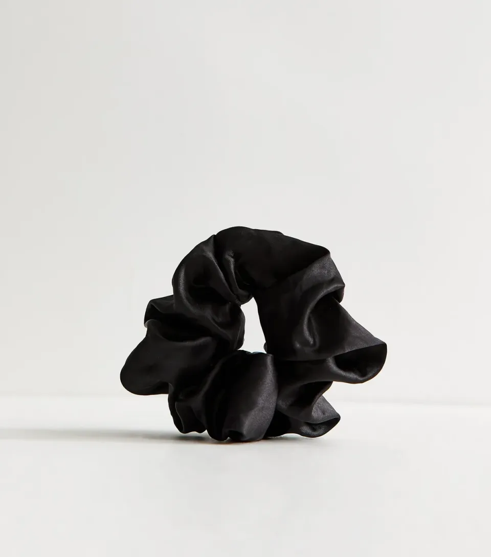 Black Oversized Satin Scrunchie
