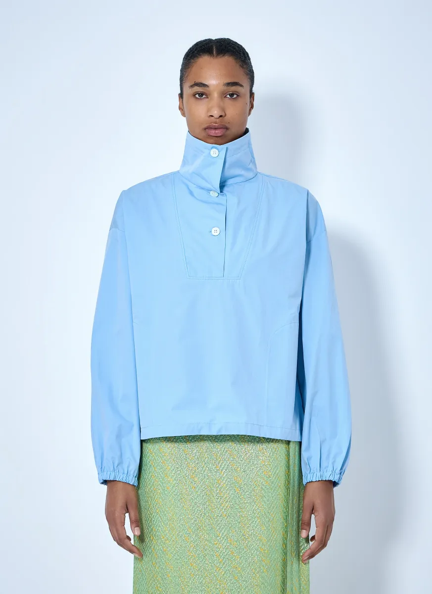 High-Collar Buttoned Pullover