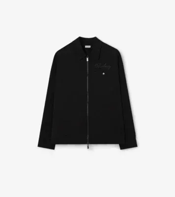 Nylon Zip Overshirt in Black