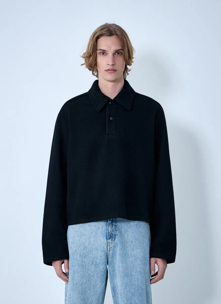 Wool Blend Polo Sweater