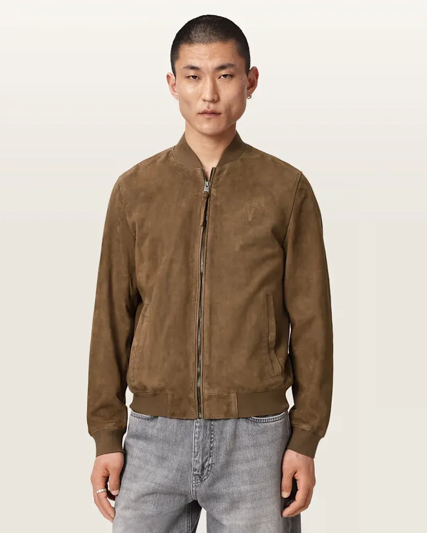 Morten Relaxed Fit Suede Bomber Jacket