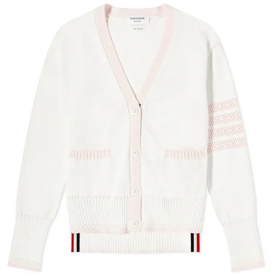 4 Bar Contrast V-neck Cardigan