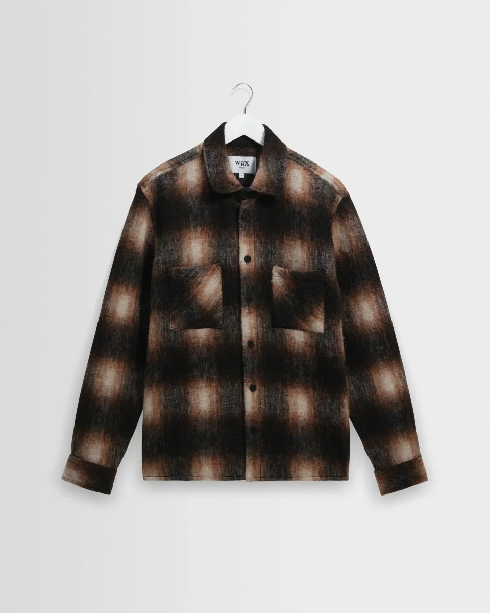 Whiting - Brown and Black Elm Wool Blend Check Overshirt