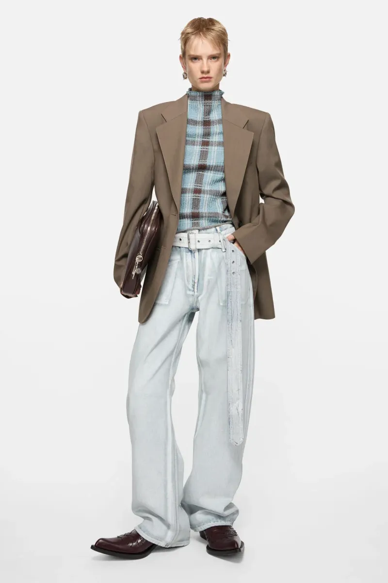 Denim trousers with belt
