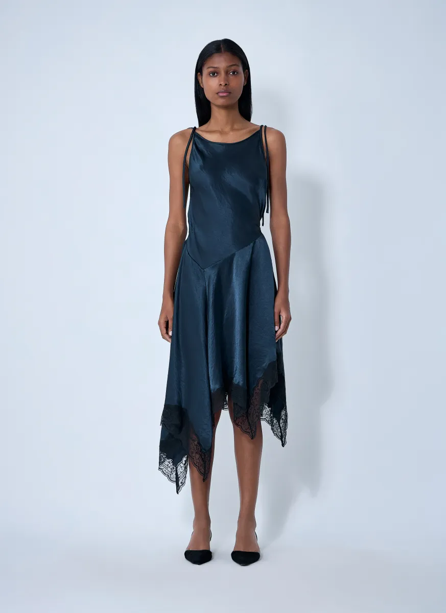 Satin Lace Midi Dress