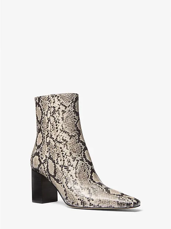 Elise Snake Embossed Leather Ankle Boot
