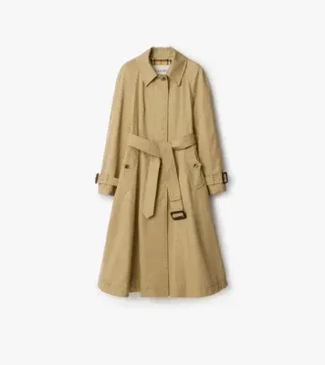 Long Gabardine Ellingham Fit-and-flare Car Coat in Beige - Women, Cotton Gabardine