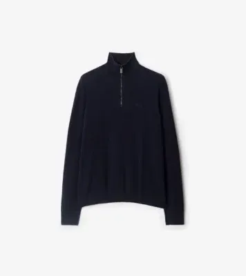 Cashmere Blend Half-zip Sweater in Navy