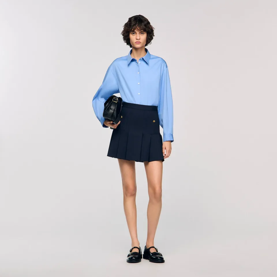 Short striped pleated skirt