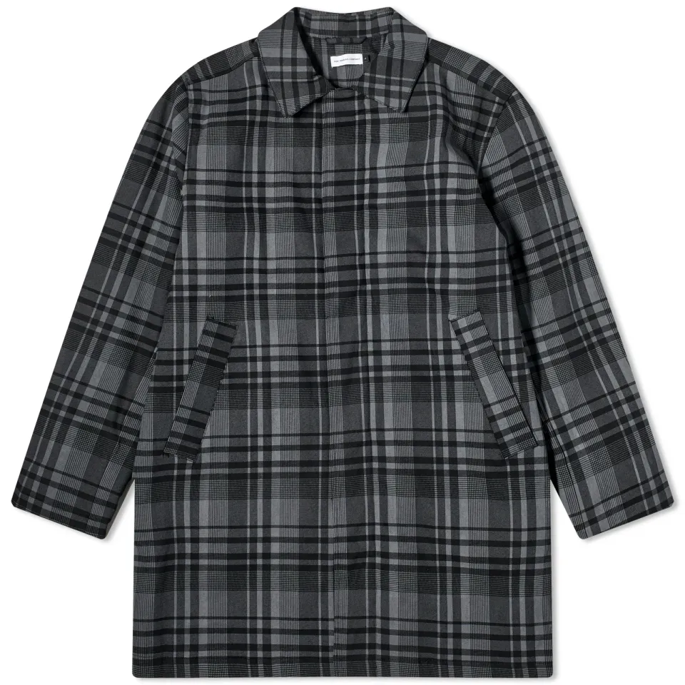 Checked Padded Adjustable Trench Coat