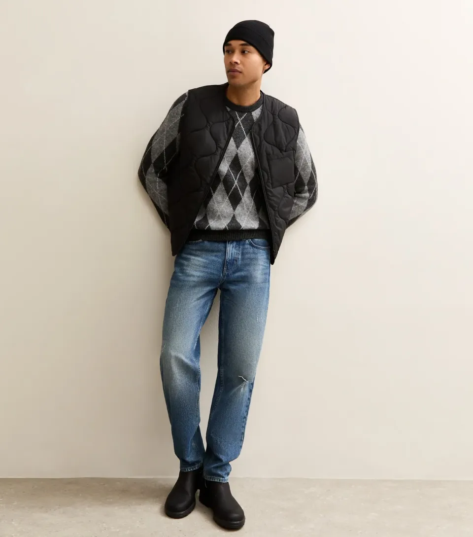 Men's Black Regular Quilted Patch Pocket Gilet