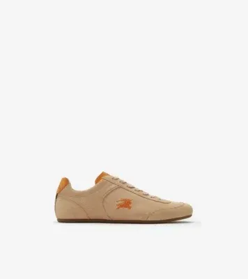 Suede Knight Runner Sneakers​ in Flax beige/pumpkin orange