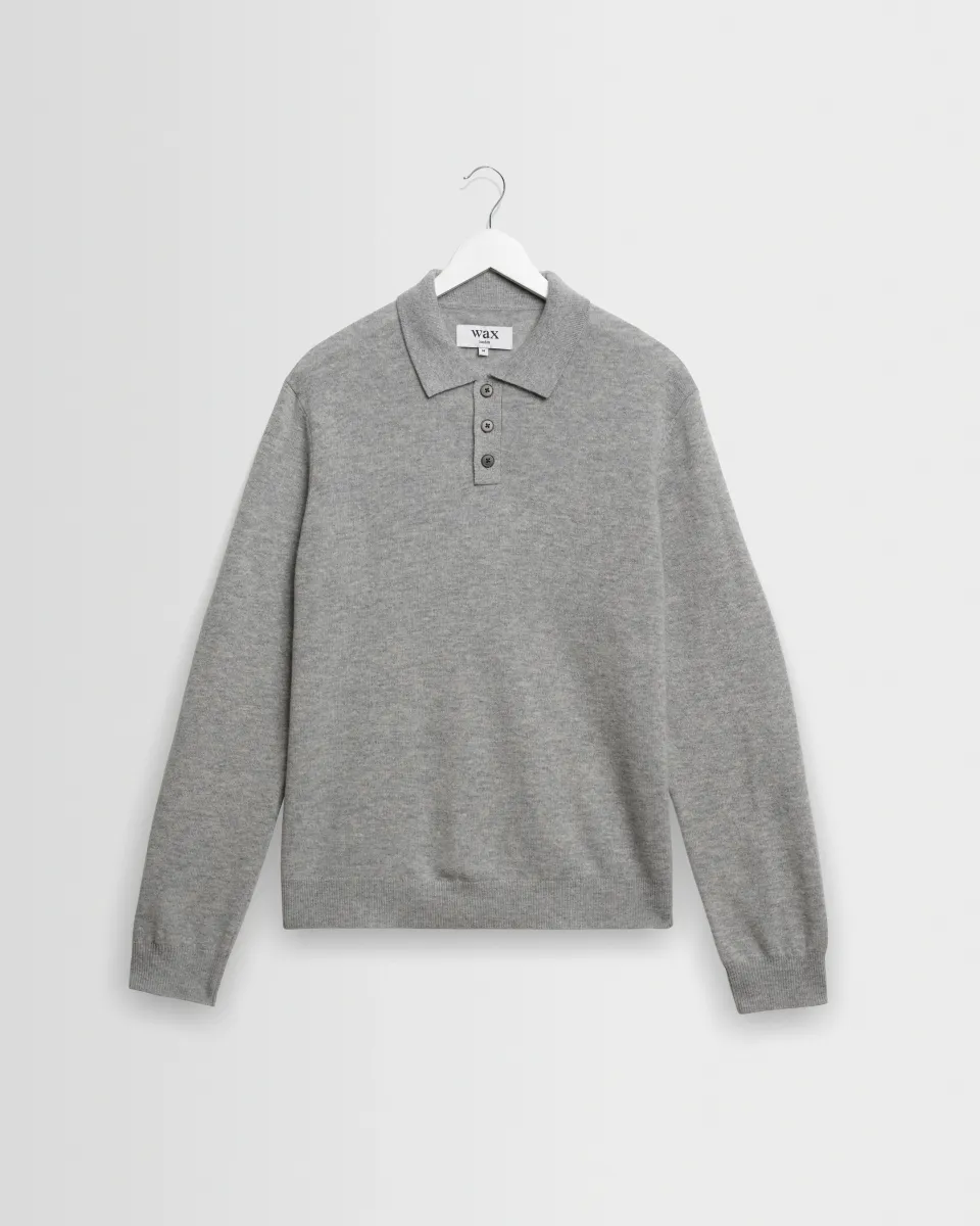 Lawrie - Grey Long-Sleeve Knitted Polo