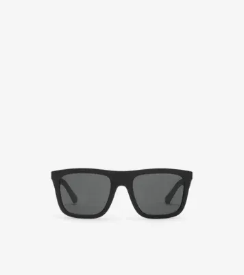 Embossed Check Square Sunglasses in Black