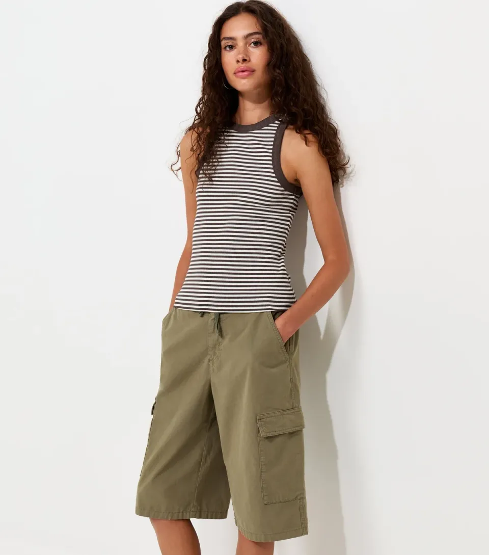 Women's Brown Striped Cotton Rich Racer Vest Top