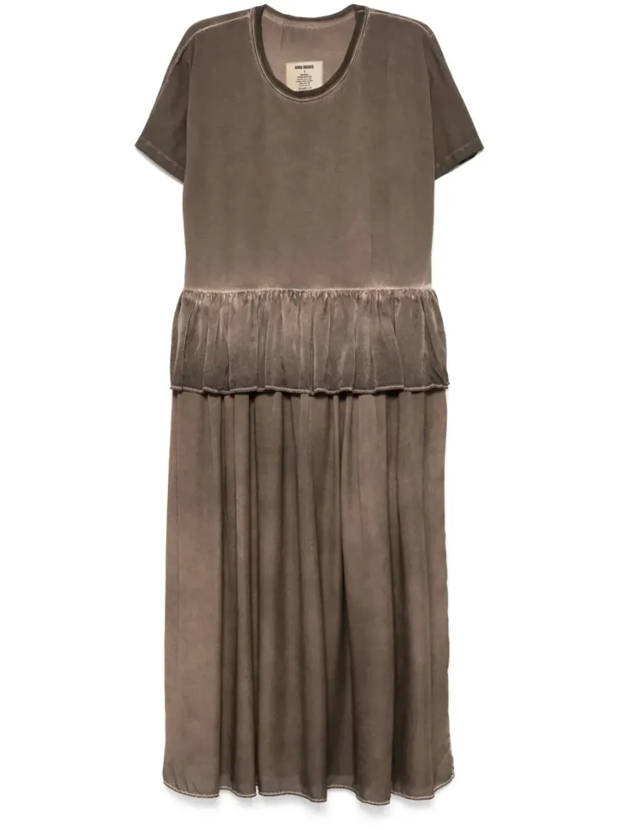 Dudi Ruffle-Setailed Midi Dress Brown