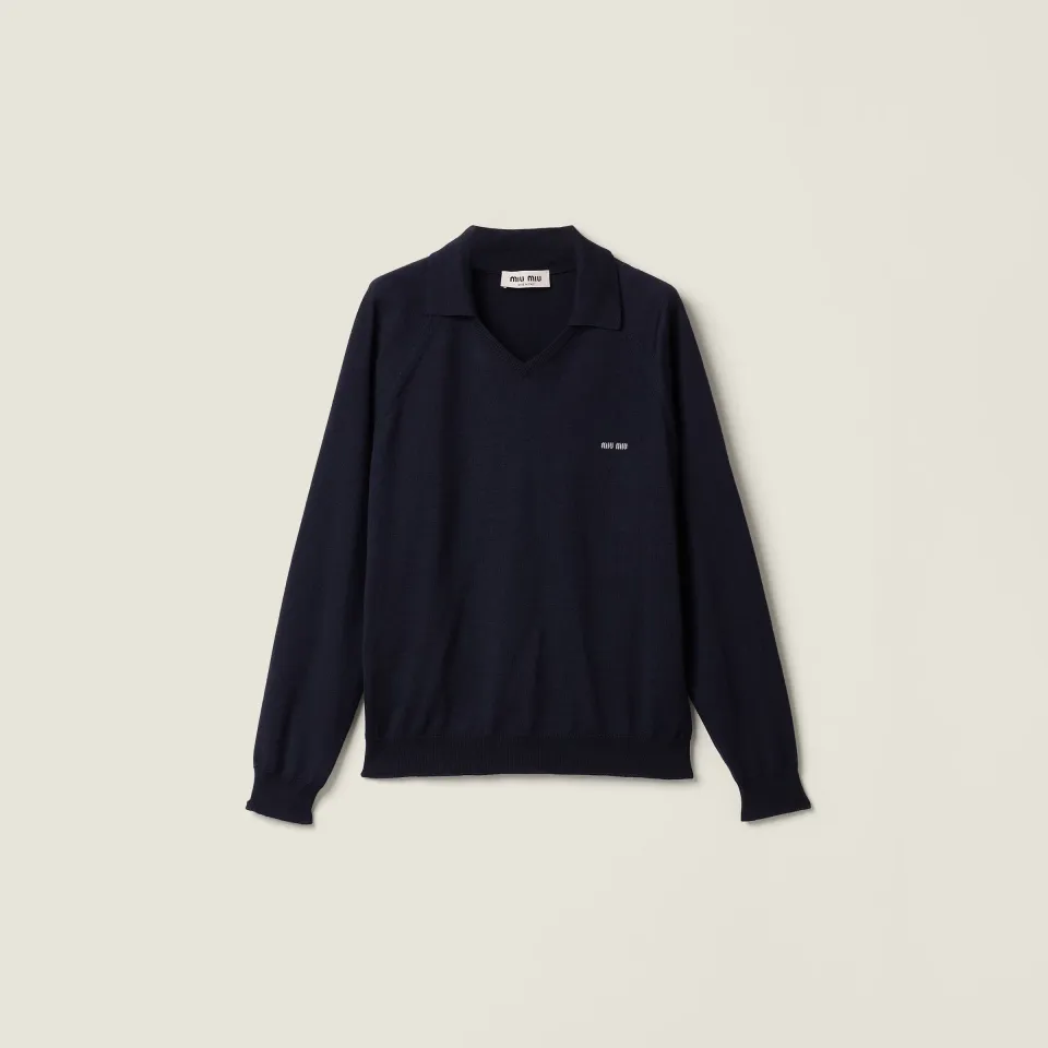 Wool polo sweater