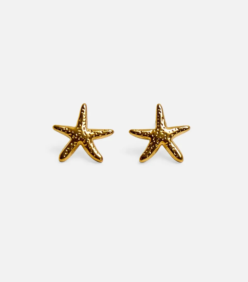 Gold Tone Mini Star Fish Stud Earrings