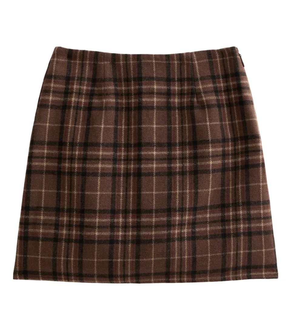Women's Brown Brushed Check Pelmet Mini Skirt