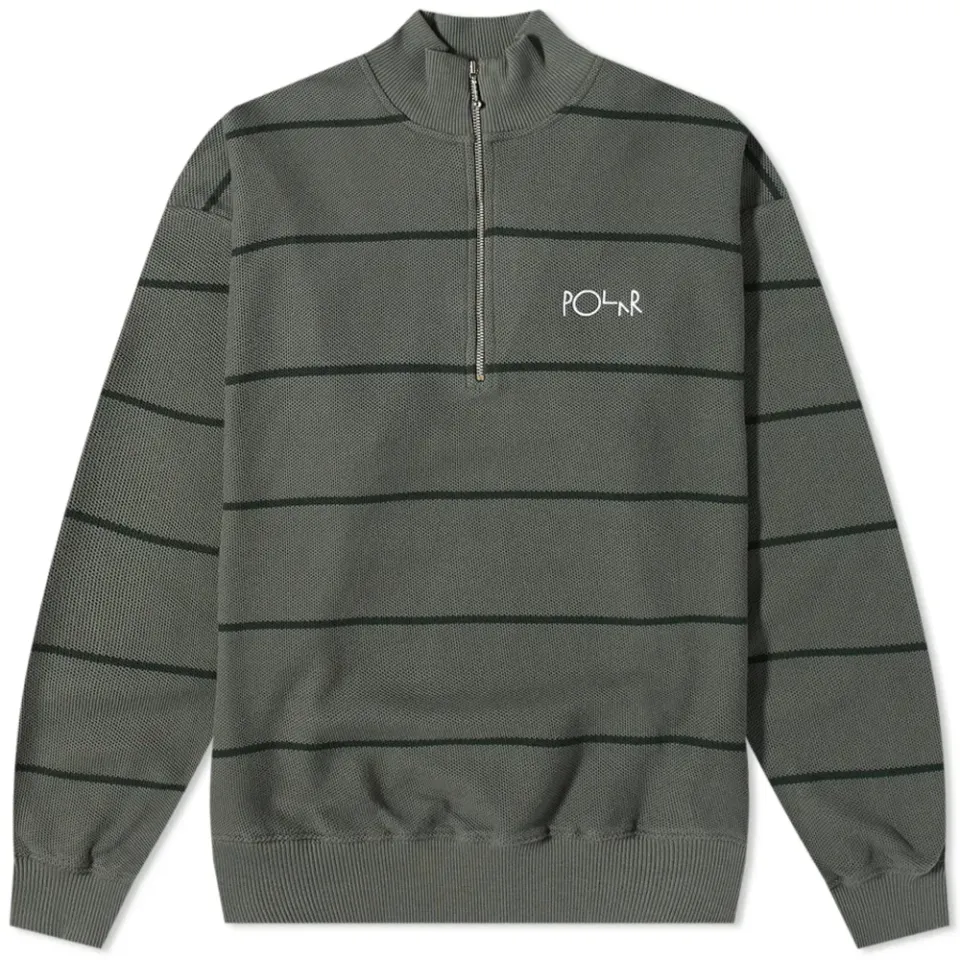 Polar Skate Co. Stripe Zip Neck Pique Sweat