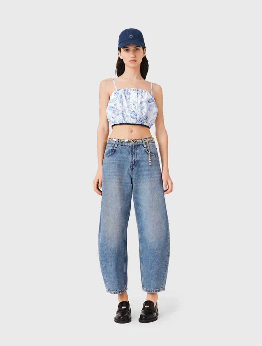 Patterned top with straps