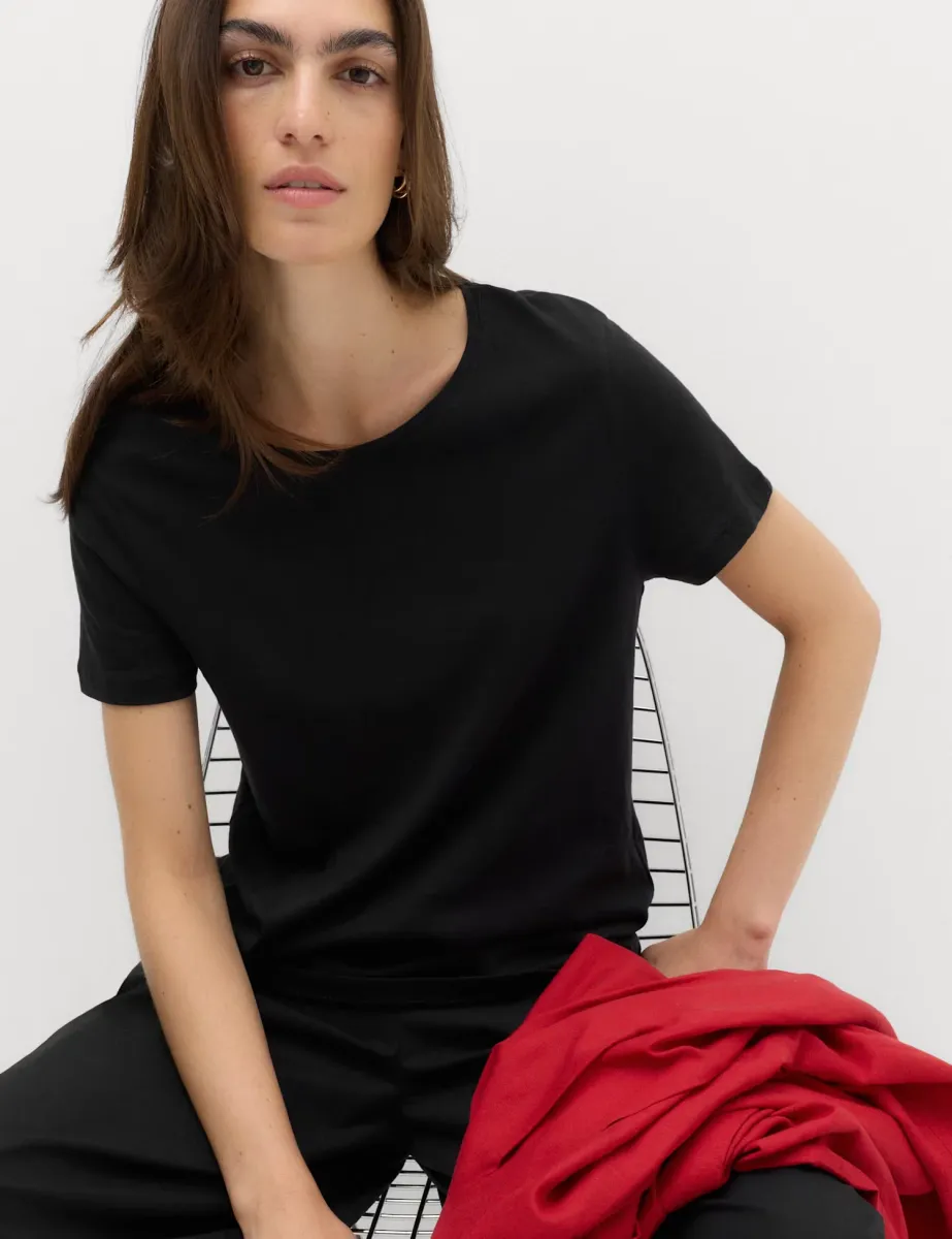 Pure Cotton Crew Neck T-Shirt Black