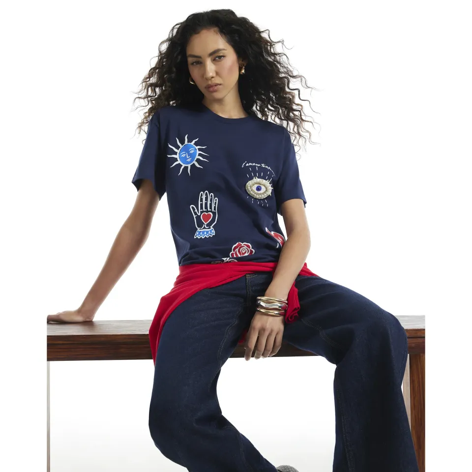 Quirky Motif Beaded T-Shirt