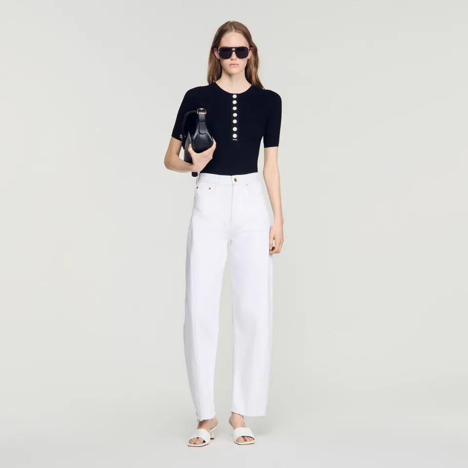 Jumper with ribbed button placket