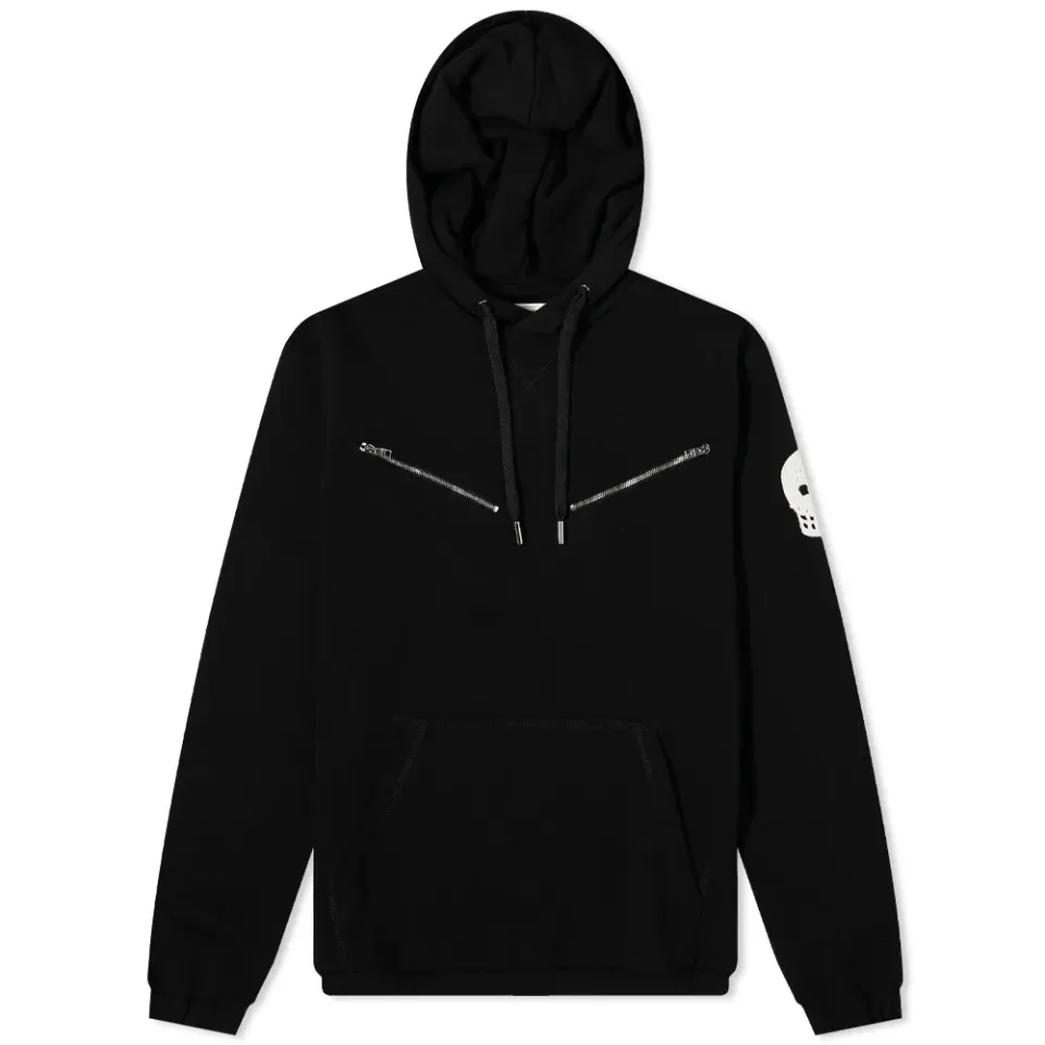 Zip Skull Patch Popover Hoodie