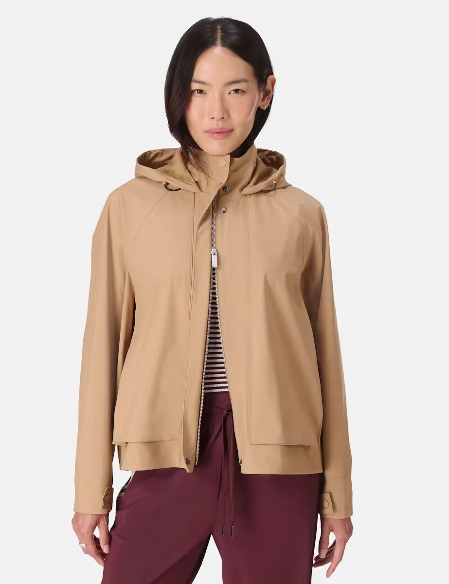Motion Waterproof Hooded Cropped Parka Light Brown