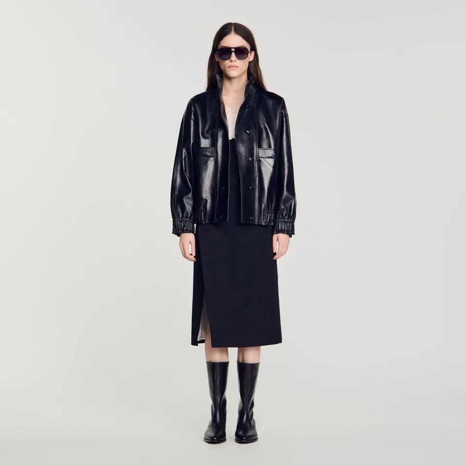 Oversized leather jacket