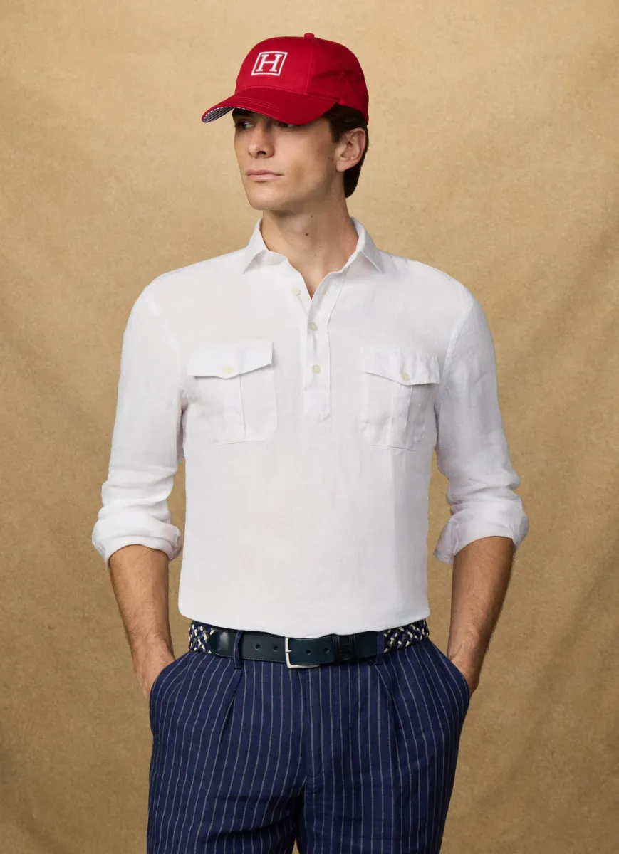 Classic Fit Linen Half Placket Shirt