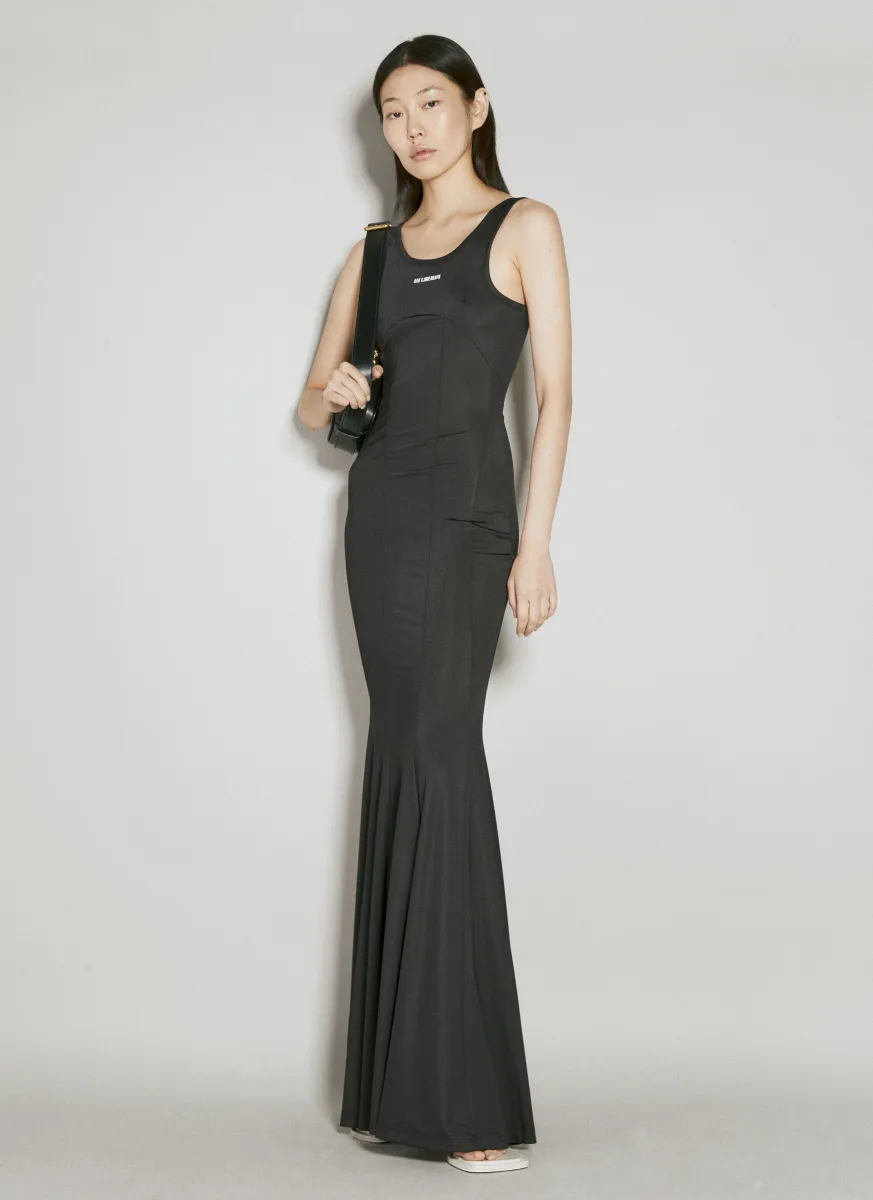 Logo Print Stretch Jersey Maxi Dress
